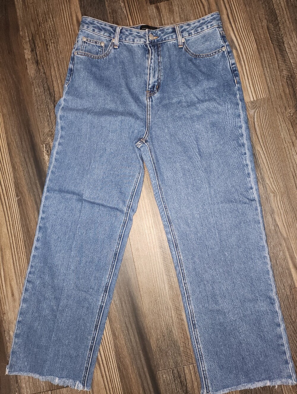 Women's English Factory Jeans Sz 31 High Waist Wide Leg Raw Hem Boho Festival